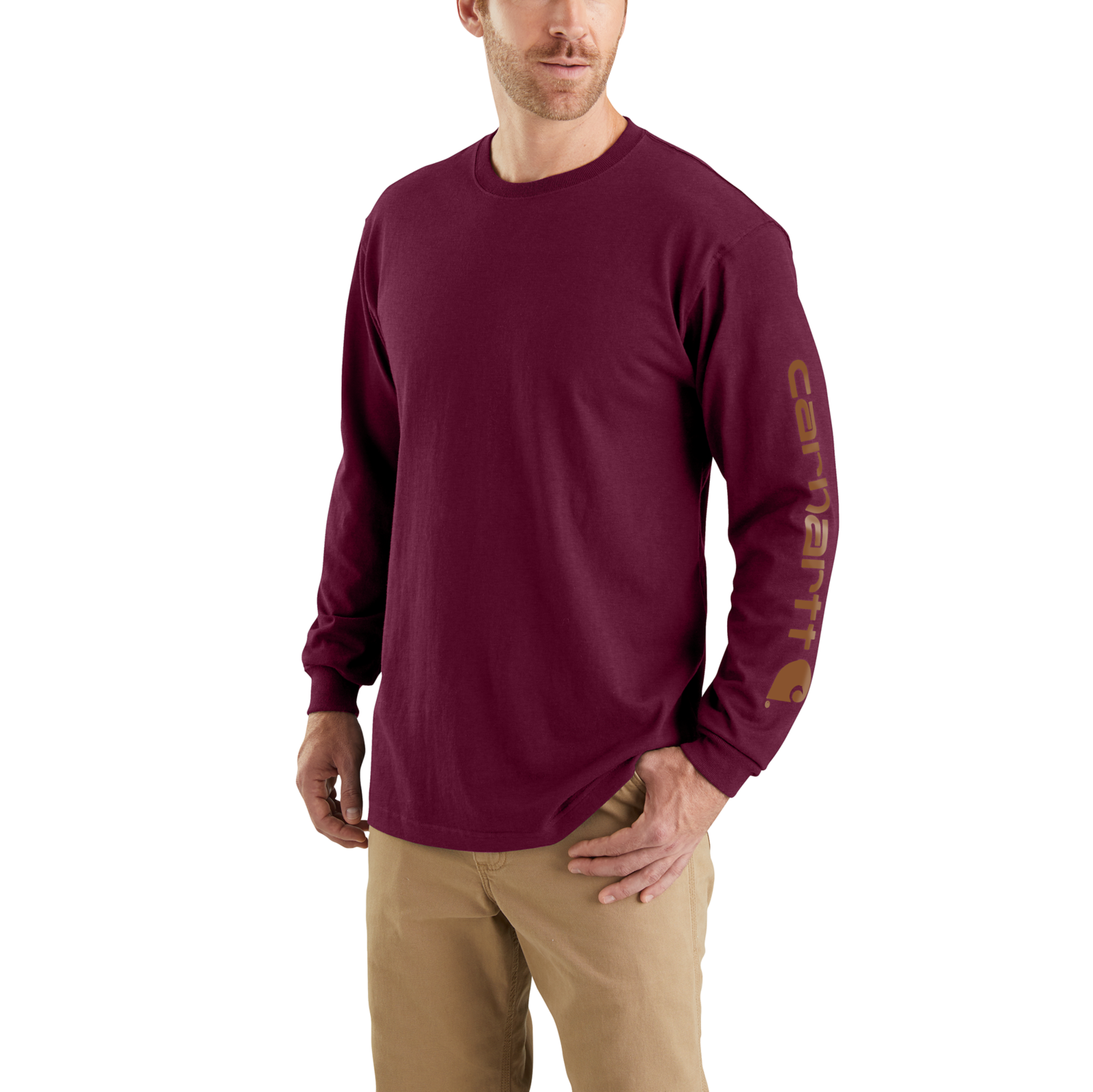 Carhartt EK231 Relaxed Fit Heavyweight Long-Sleeve Logo Sleeve Graphic T-Shirt