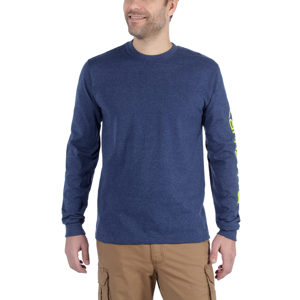 Carhartt EK231 Relaxed Fit Heavyweight Long-Sleeve Logo Sleeve Graphic T-Shirt