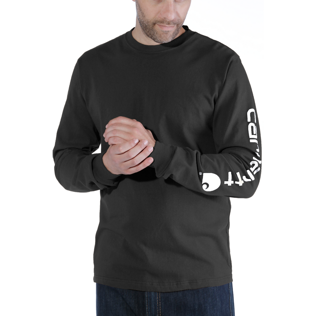 Carhartt EK231 Relaxed Fit Heavyweight Long-Sleeve Logo Sleeve Graphic T-Shirt