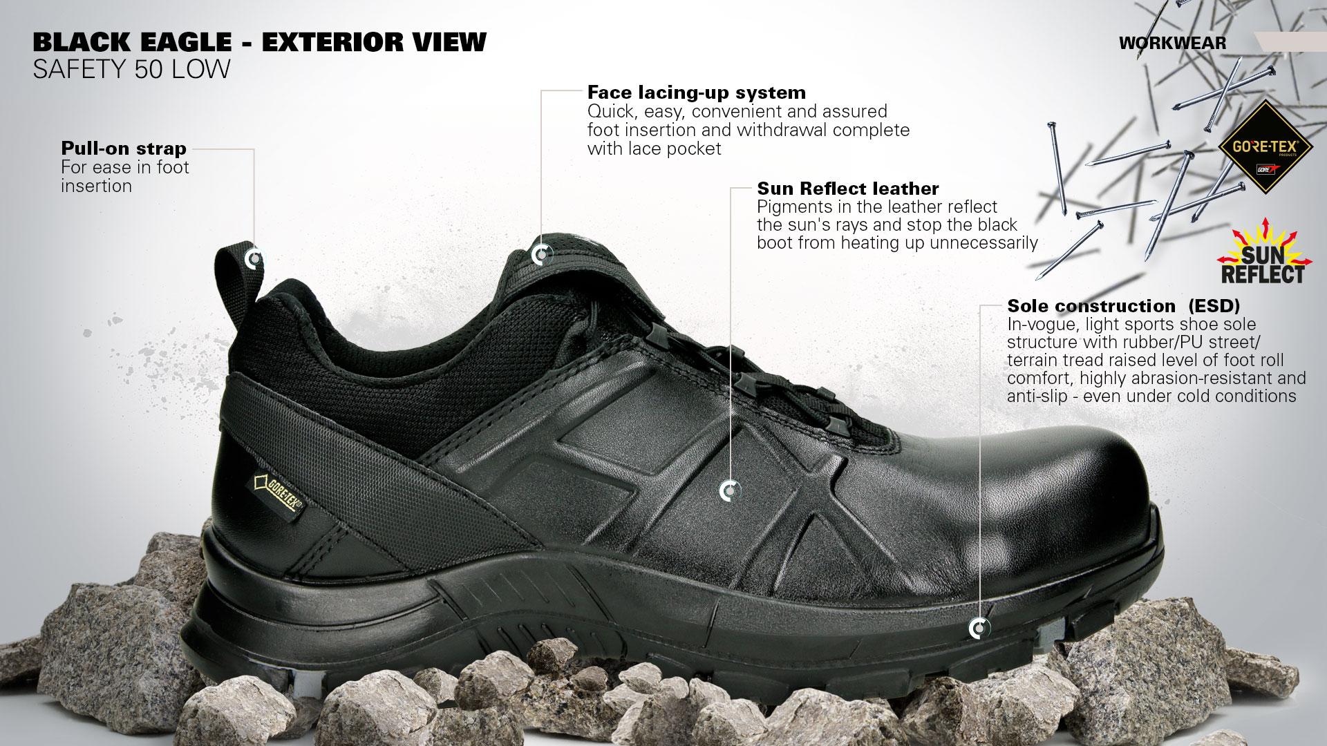 Haix Black Eagle Safety 50 Low New Gore-Tex ESD Waterproof Toe Cap Work Shoe