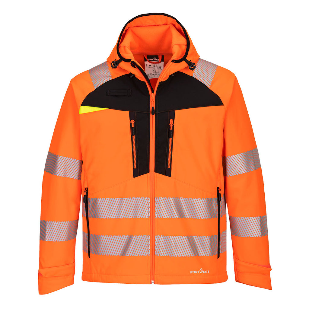 Portwest DX475 DX4 Hi-Vis Softshell Jacket Orange/Black Large