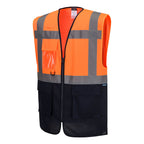 Portwest ES076 Essential Hi-Vis Contrast Executive Vest Orange/Navy Medium