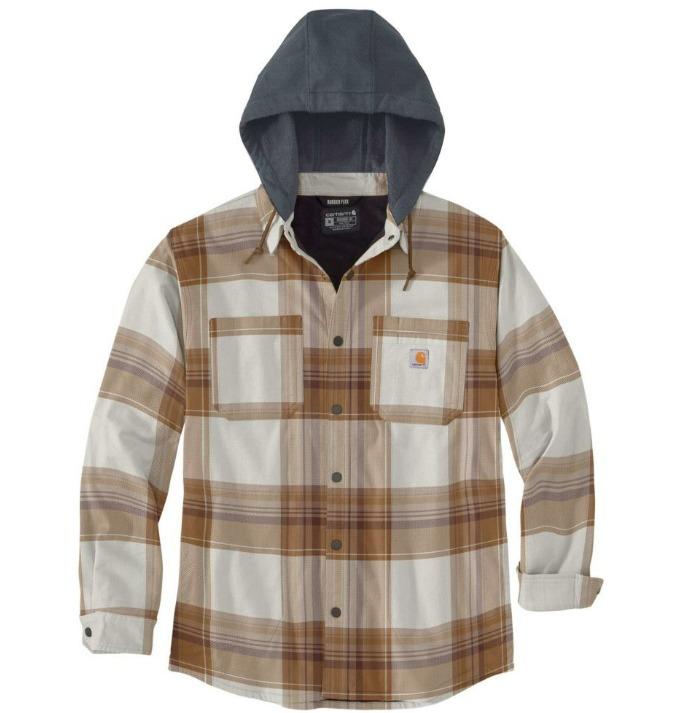 Carhartt 105938 Relaxed Fit Rugged Flex Flannel Fleece-Lined Hooded Shirt Jac
