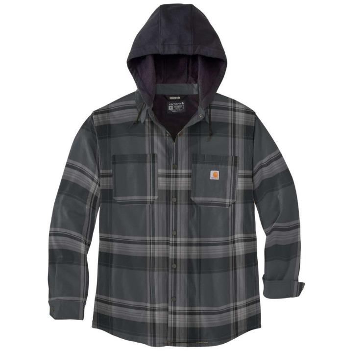 Carhartt 105938 Relaxed Fit Rugged Flex Flannel Fleece-Lined Hooded Shirt Jac