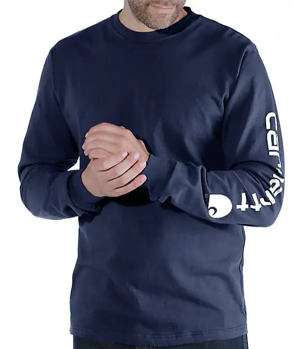 Carhartt EK231 Relaxed Fit Heavyweight Long-Sleeve Logo Sleeve Graphic T-Shirt