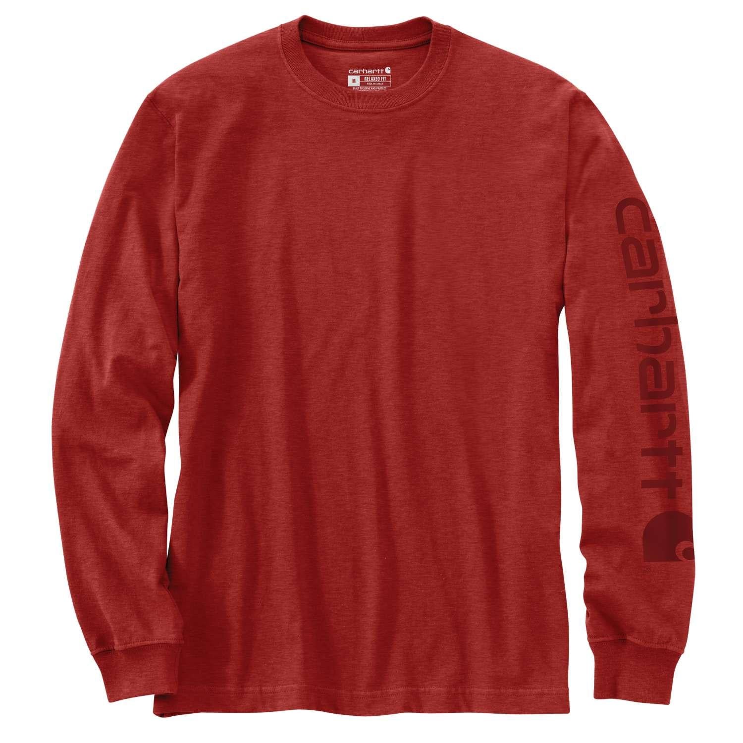 Carhartt EK231 Relaxed Fit Heavyweight Long-Sleeve Logo Sleeve Graphic T-Shirt