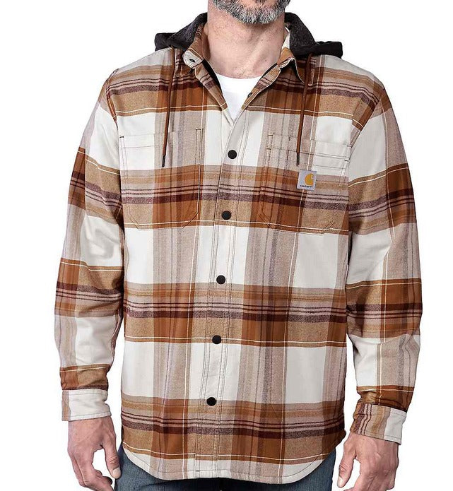 Carhartt 105938 Relaxed Fit Rugged Flex Flannel Fleece-Lined Hooded Shirt Jac