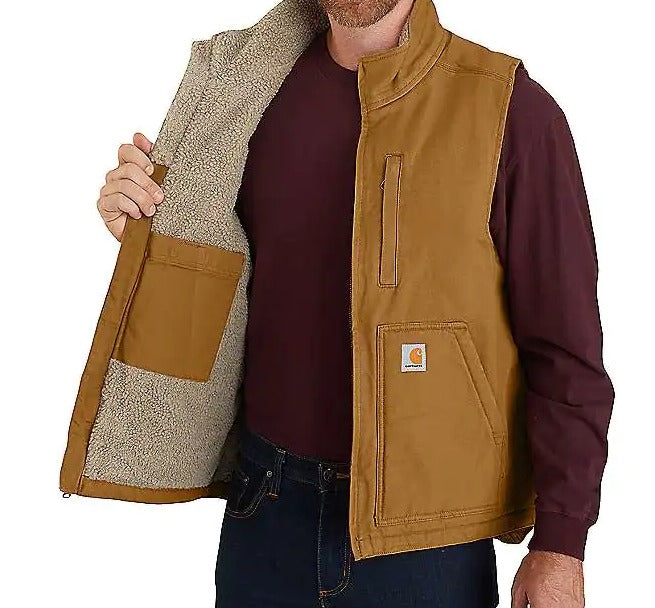 Carhartt 104277 Loose Fit Washed Duck Sherpa-Lined Mock-Neck Vest