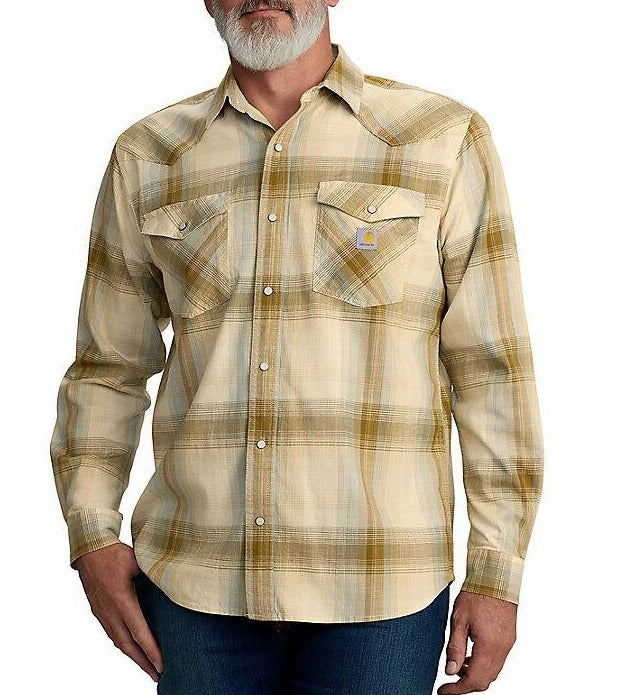 Carhartt 106756 Relaxed Fit Lighweight Montana Rugged Flex Long-Sleeve Snap-Front Plaid Shirt
