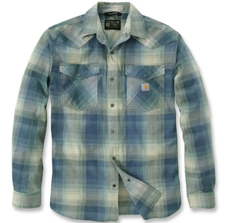 Carhartt 106756 Relaxed Fit Lighweight Montana Rugged Flex Long-Sleeve Snap-Front Plaid Shirt