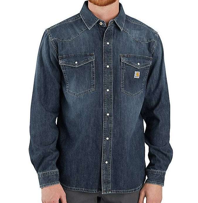 Carhartt 106429 Relaxed Fit Midweight Denim Montana Long-Sleeve Snap Front T-Shirt